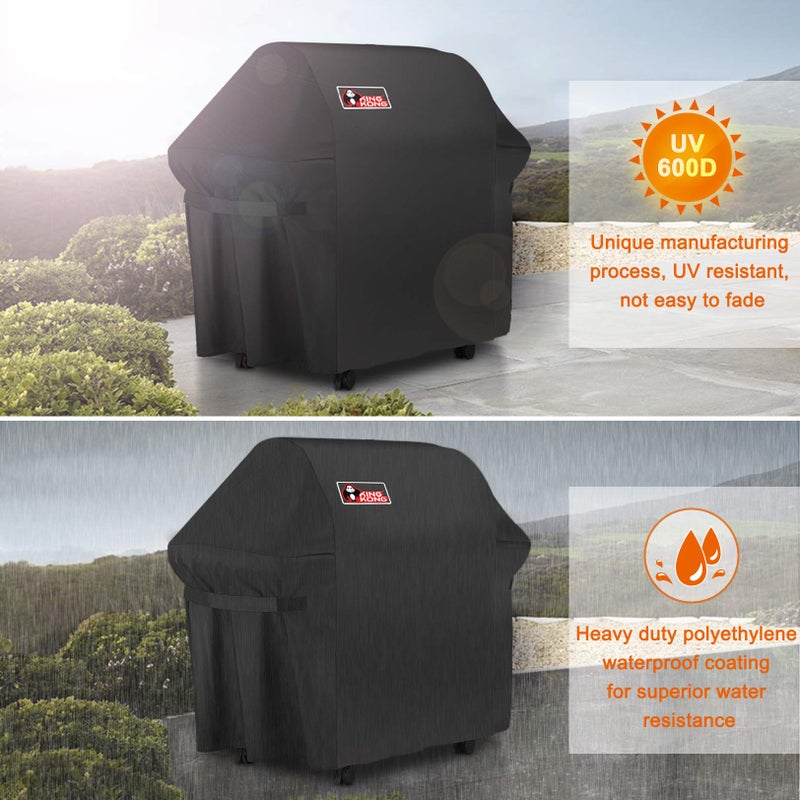 Kingkong Gas Grill Cover | Fits Weber Genesis E & S Series, Char-Broil 4 Burner | Includes Grill Brush, Tongs & Thermometer - Image 5